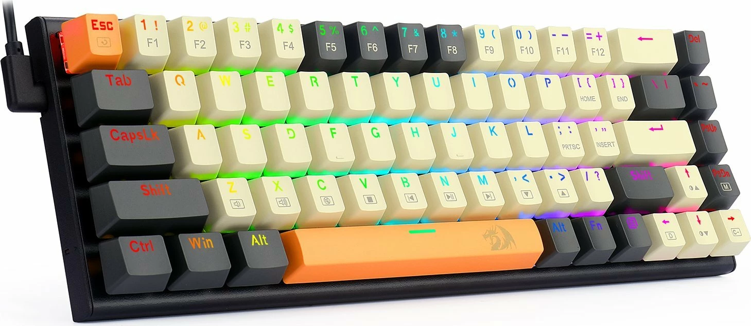 Tastierë mekanike gaming Redragon K633 Ryze K633CGO-RGB, 65%, Red Switch, RGB, USB-C, US layout, e zezë