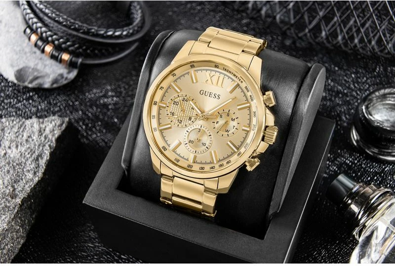 Orë dore meshkuj Guess Walker GW0900G2, e artë, set me kuti