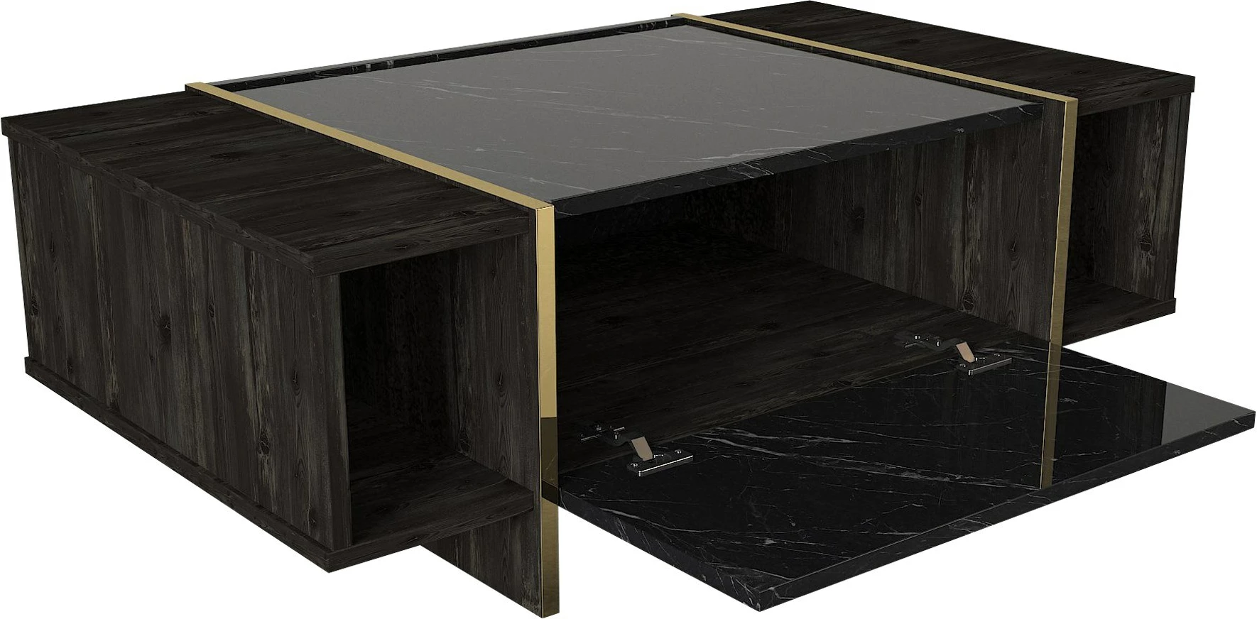 Set mobiljesh për dhomë dite, Skye Decor, Veyron Set 1, ngjyrë e zezë dhe ari