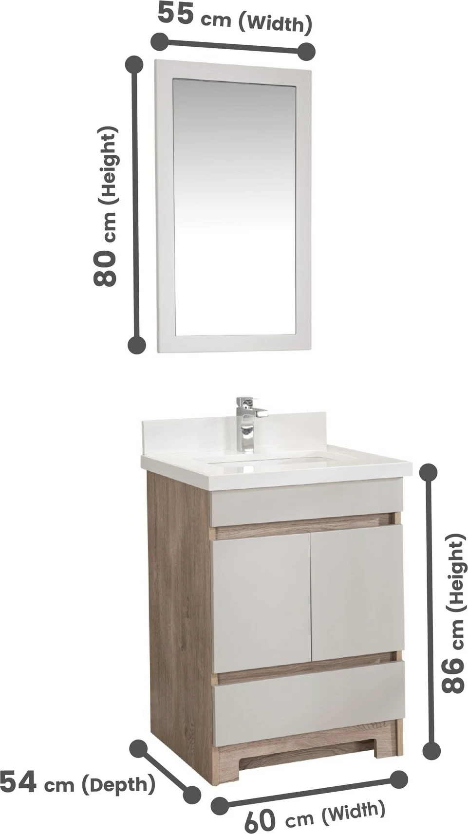 Set mobiljesh për banjo (2 copë), Skye Decor, Echo 24, ngjyrë lisi