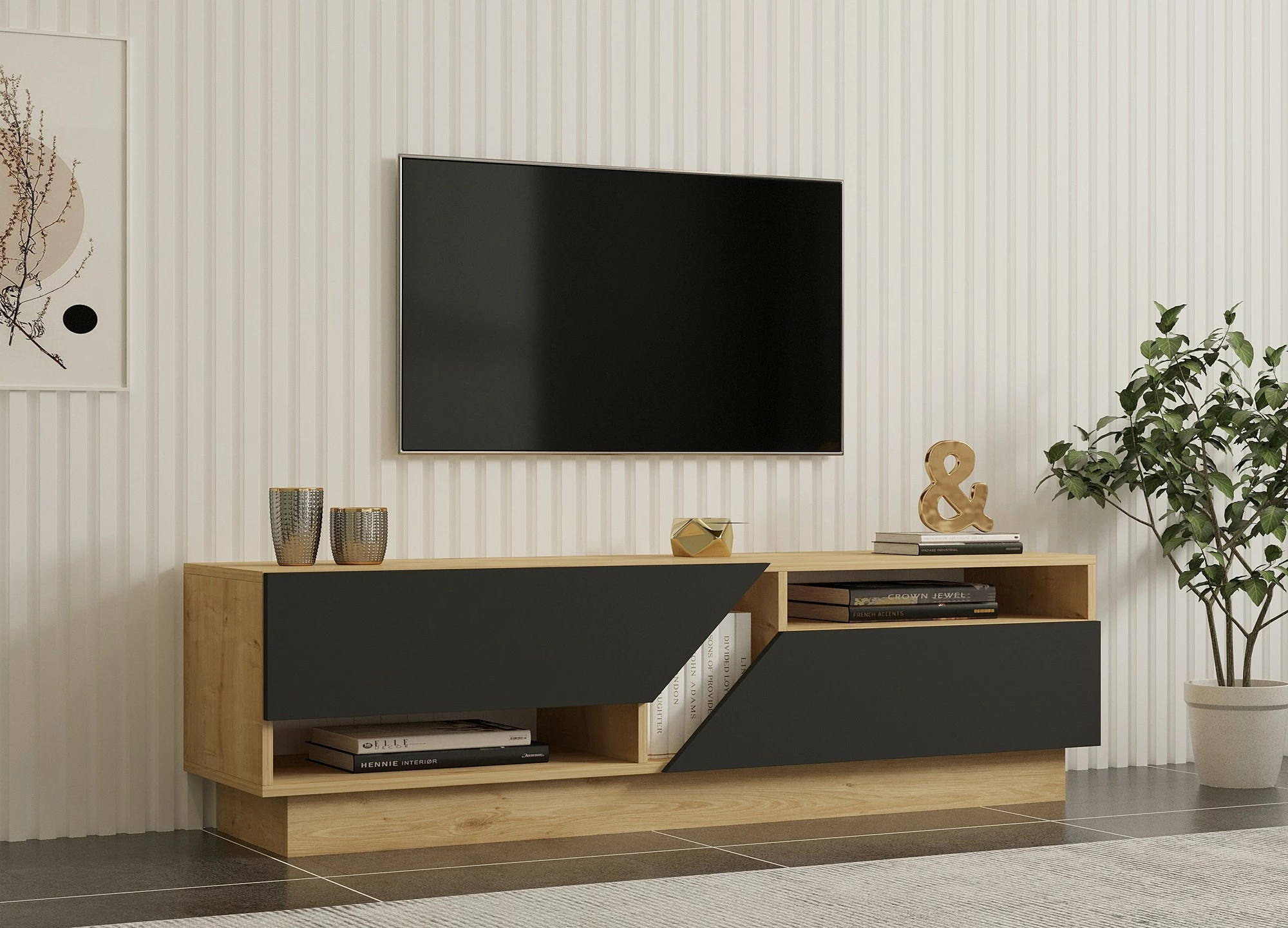 Komodë TV Hanah Home, Yaprak, ngjyrë safir dhe antracit