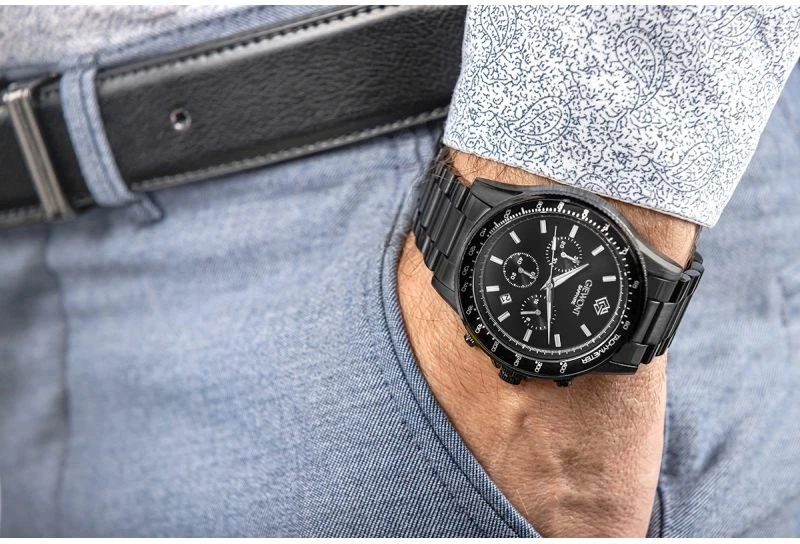 Orë dore meshkuj Giewont GW3520-B1, e zezë