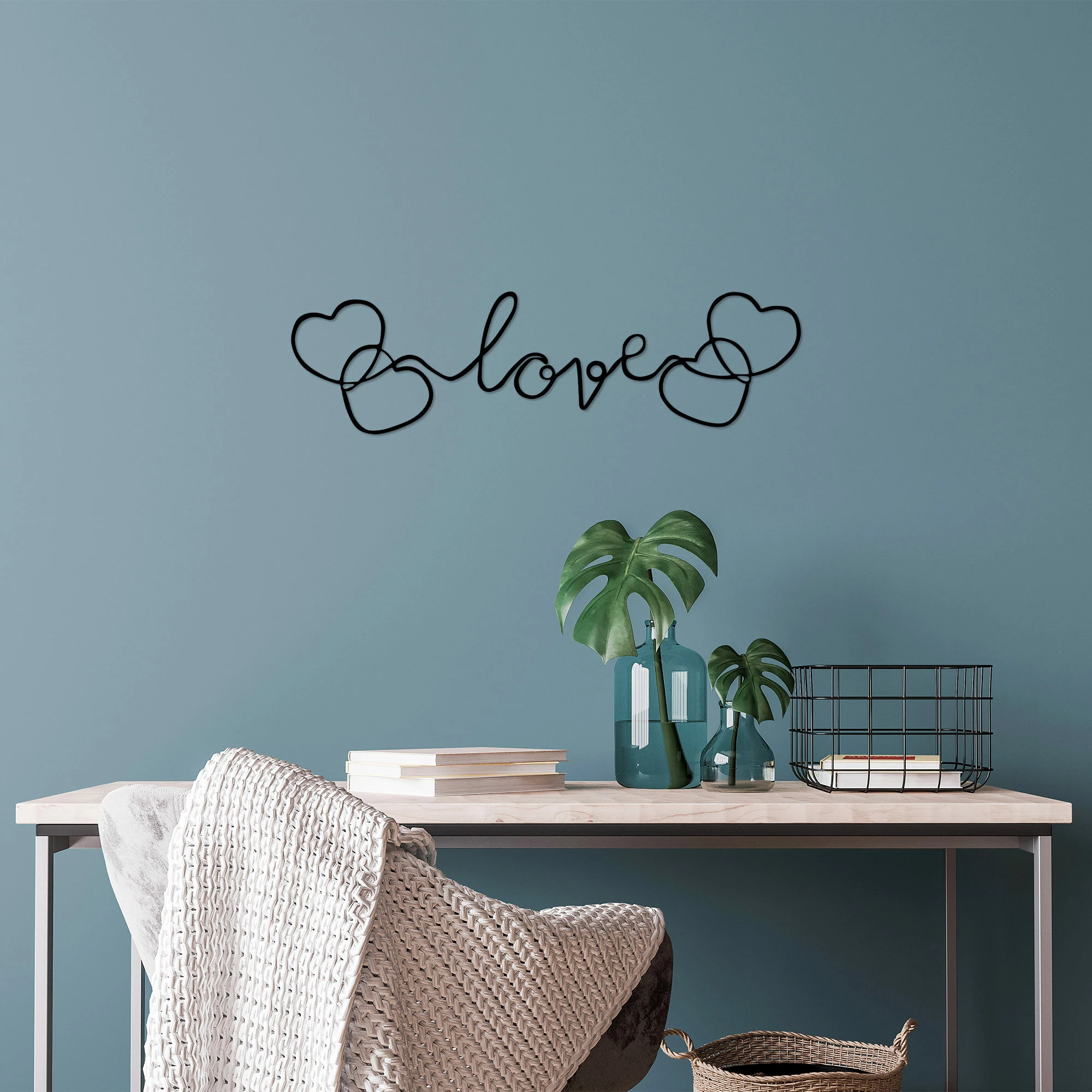 Aksesor dekorativ metalik për mur, Wallity, Love - 491