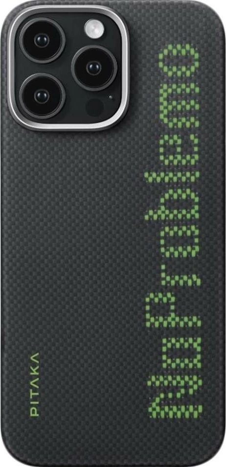 Mbështjellës Pitaka Aries Tactile Woven për Apple iPhone 16 Pro, aramid fiber, ndriçon në errësirë, i zi 5