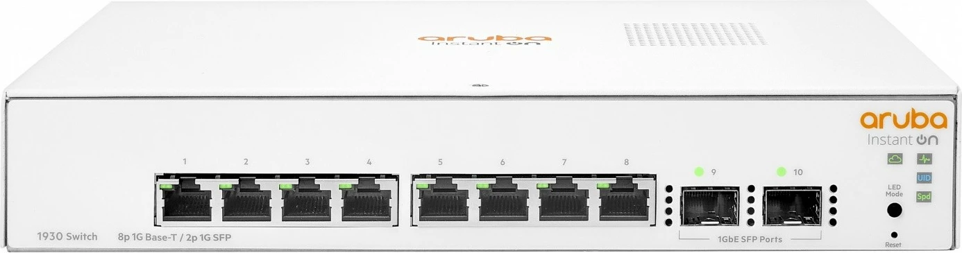 Switch HPE Aruba Instant On JL680A, 8 porte Gigabit, 2 porte SFP, i bardhë