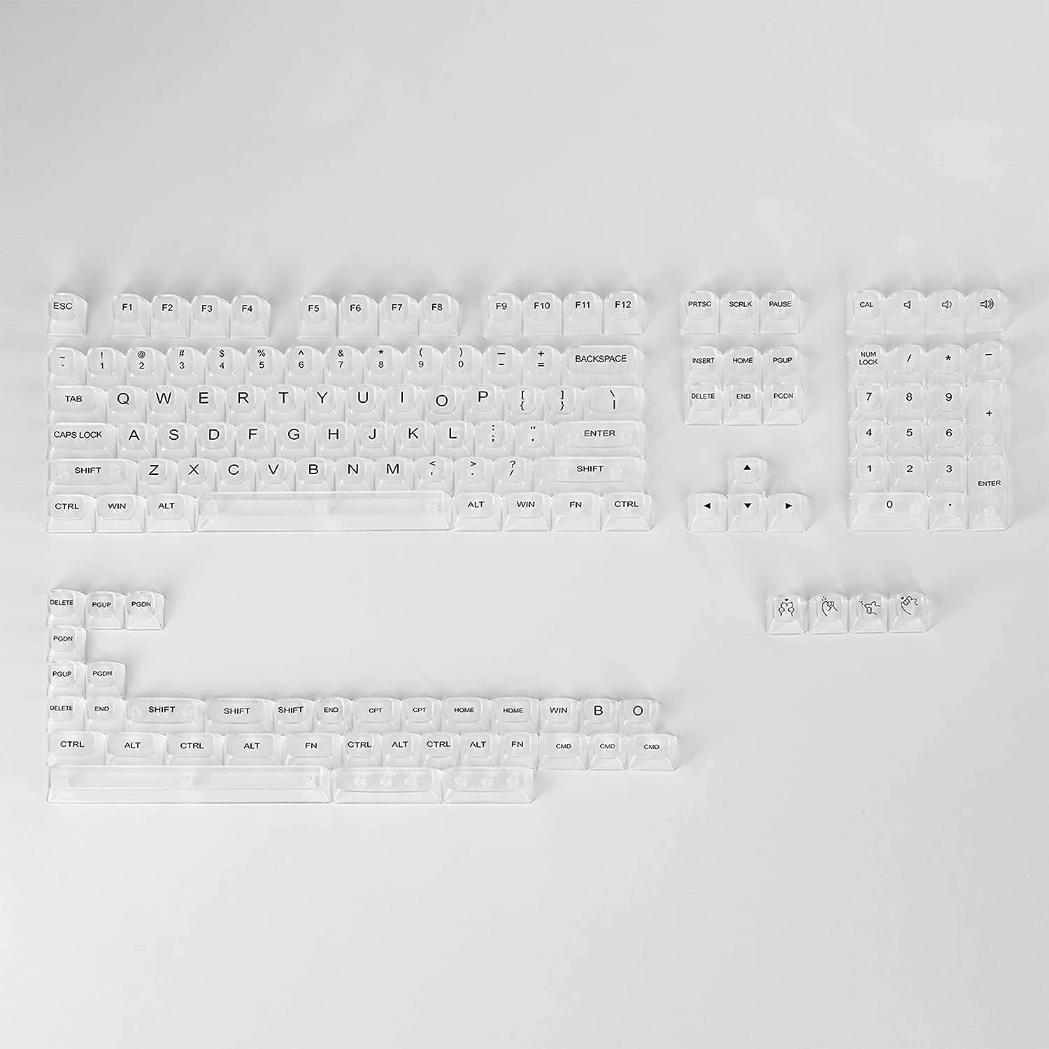 Set kapakë taste, Redragon Crystal A135, PBT, 147 copë, transparente