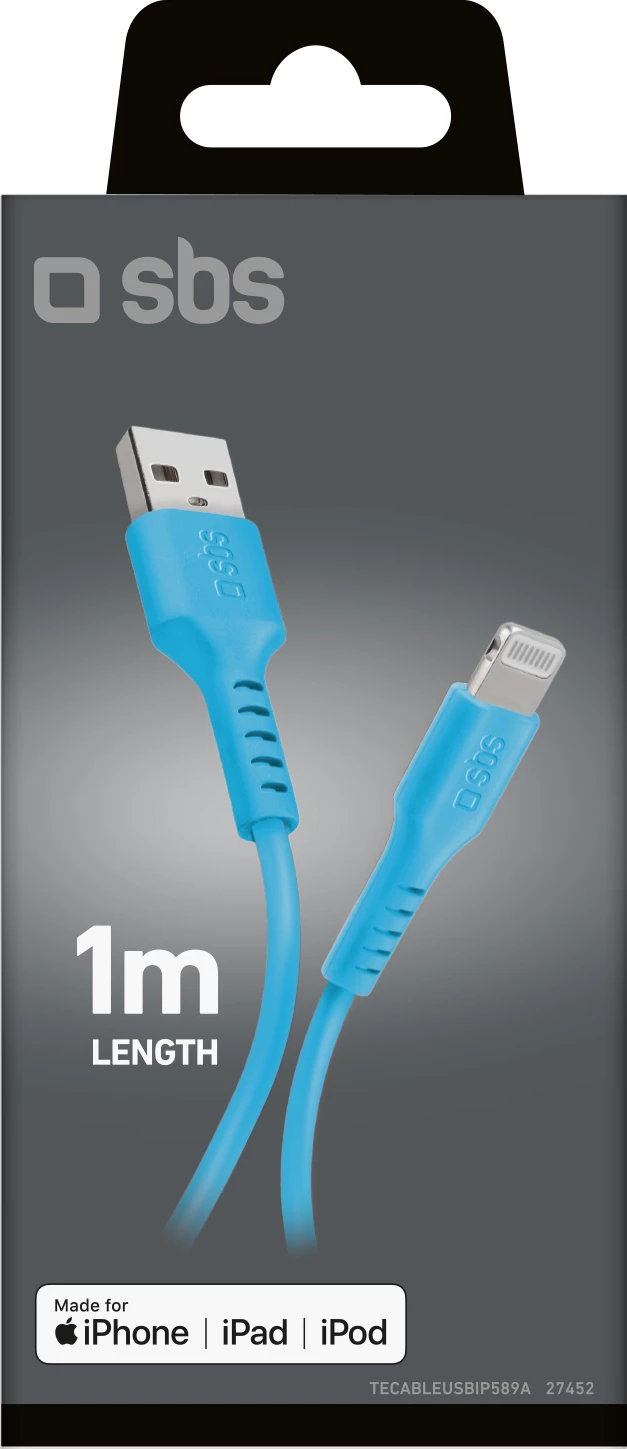 Kabllo USB-A në Lightning SBS TECABLEUSBIP589A, 1 m, Kaltër