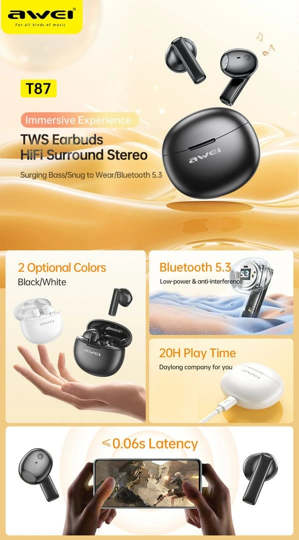 Kufje Bluetooth AWEI T87