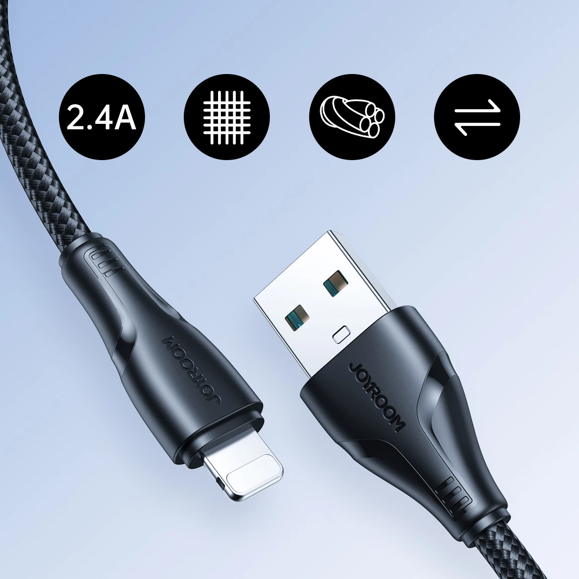 Kabllo Joyroom Surpass Series A11, USB-A në Lightning, 2m, 2.4A, e zezë