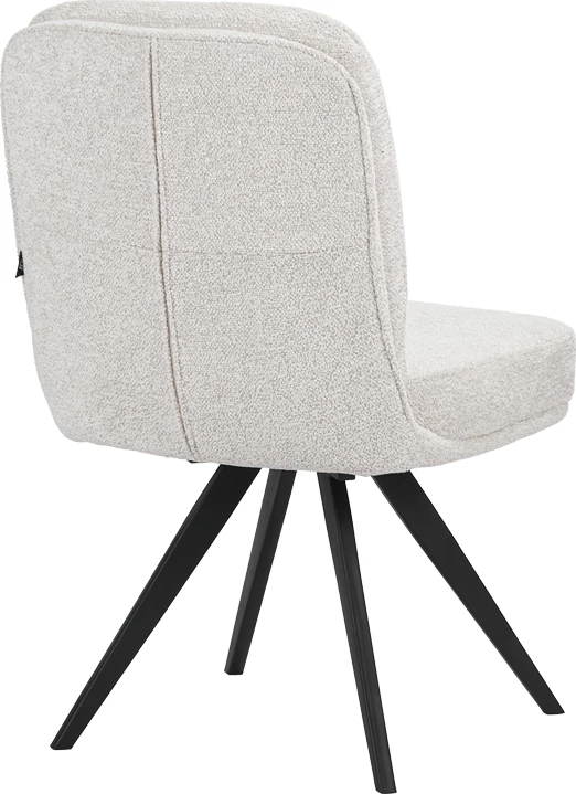 Karrige rrotulluese Novo, stof boucle i bardhë, këmbë metalike të zeza, 65.5x50x90cm, set prej 2 copë