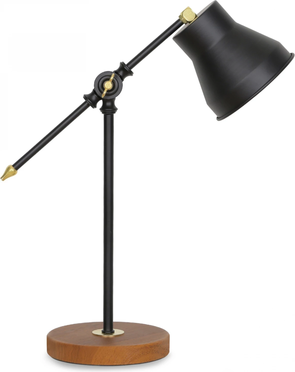 Llambë tavoline FH7584.01 bazë ngjyrë kafe e çelur, shtyllë dhe krah të zi, kapak të zi