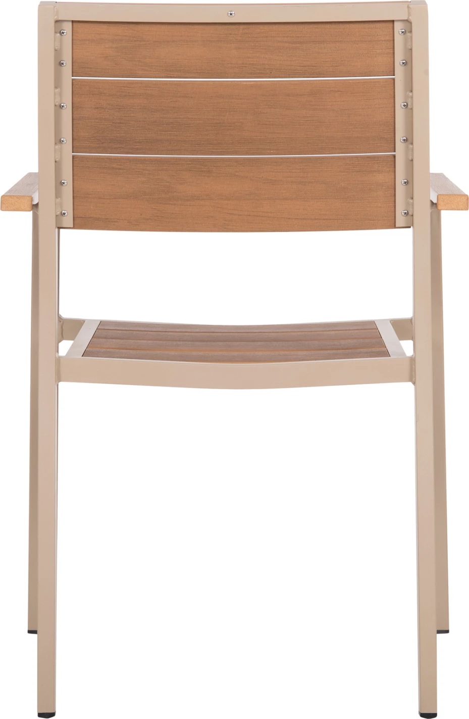 Karrige alumini SAGA FH5127.04, ngjyrë shampanjë, me ulëse dhe mbështetëse polywood, 55x52x86H cm