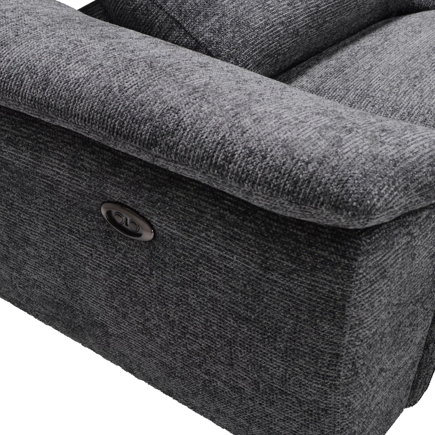 Këndare e djathtë RESTRO me recliner elektrik dhe hapësirë për depo, material gri, 284x224x76cm