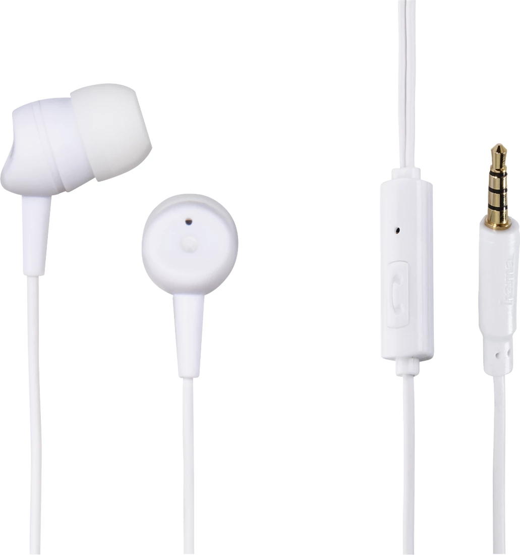 Hama "Basic" Kufje me mikrofon, goma silikoni,bardhë, 137436