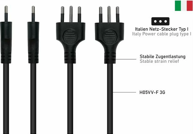 Kablë rryme Kabelmeister Type L (Itali) në IEC C5, 1.8m, e zezë