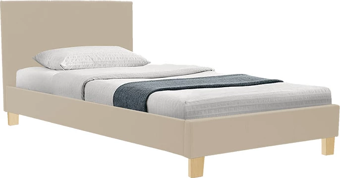 Krevat me dyshek Nevil-Dreamer, stof bezhë, këmbë natyrale, 90x190cm, set