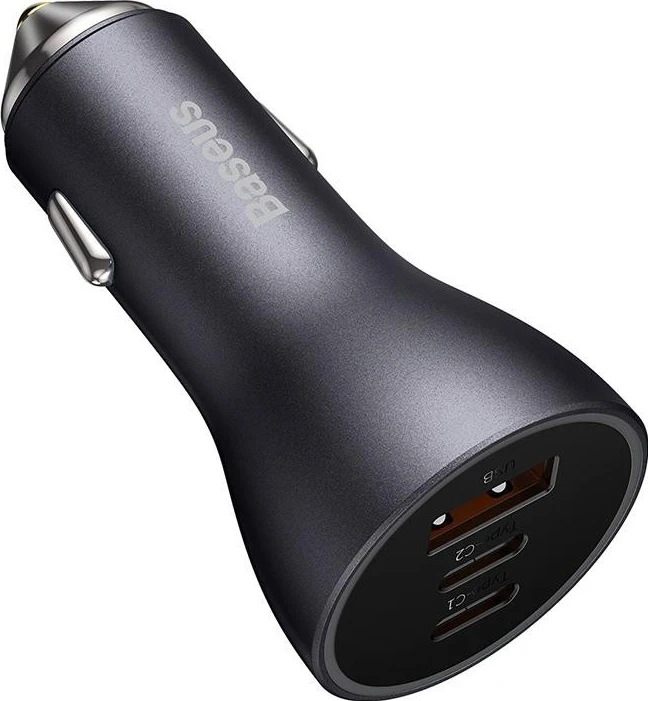 Karikues për në makinë Baseus Golden Contactor Pro, 2x USB-C, 1x USB, 65W, gri