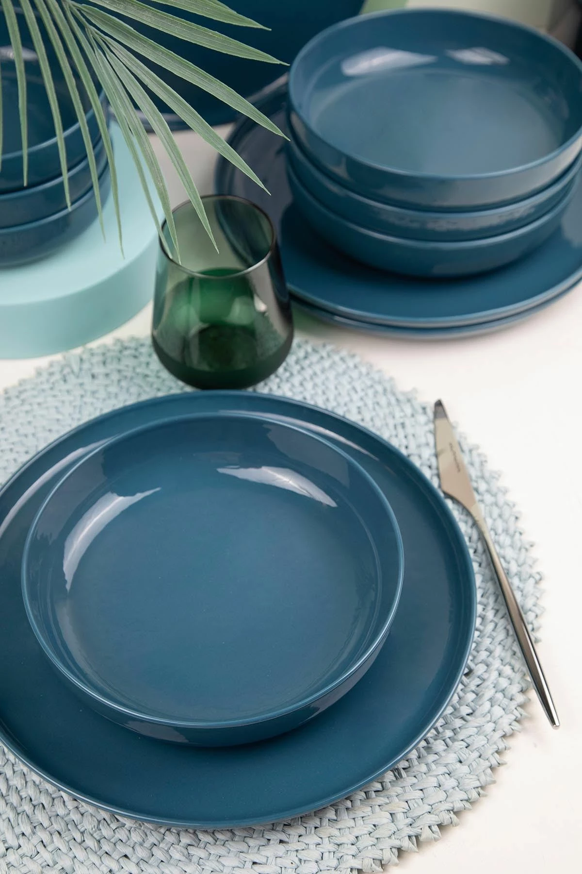 Set enësh për drekë (12 copë), Hermia, MOD12Y1A740925, ngjyrë blu e errët