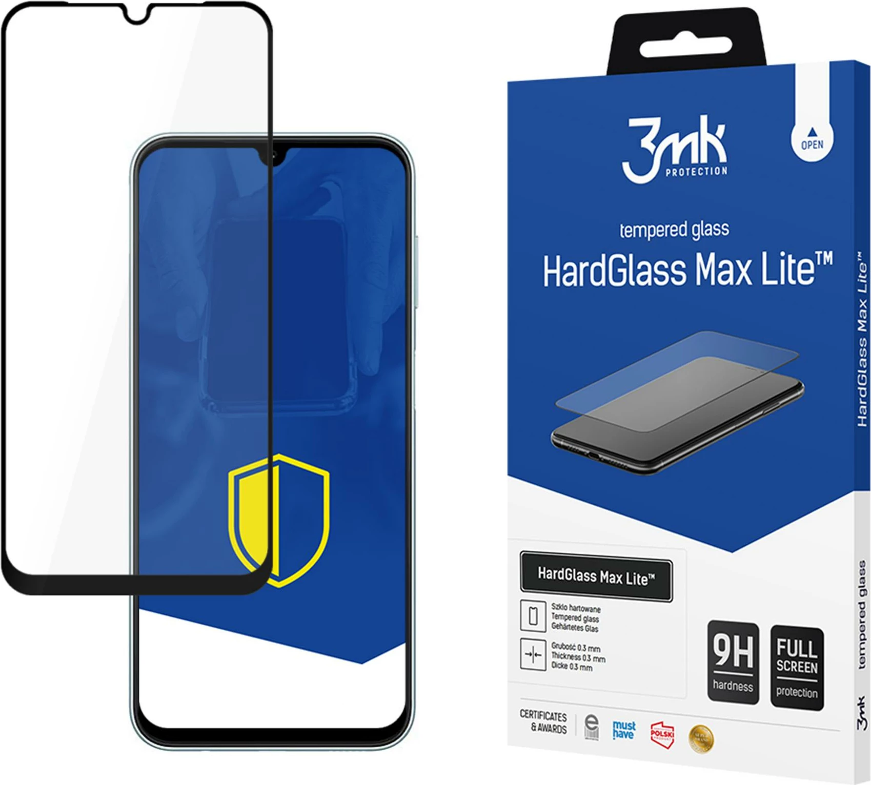 Xham i kalitur 3mk HardGlass Max Lite për Samsung Galaxy M16 5G, 9H, Full Screen, i zi
