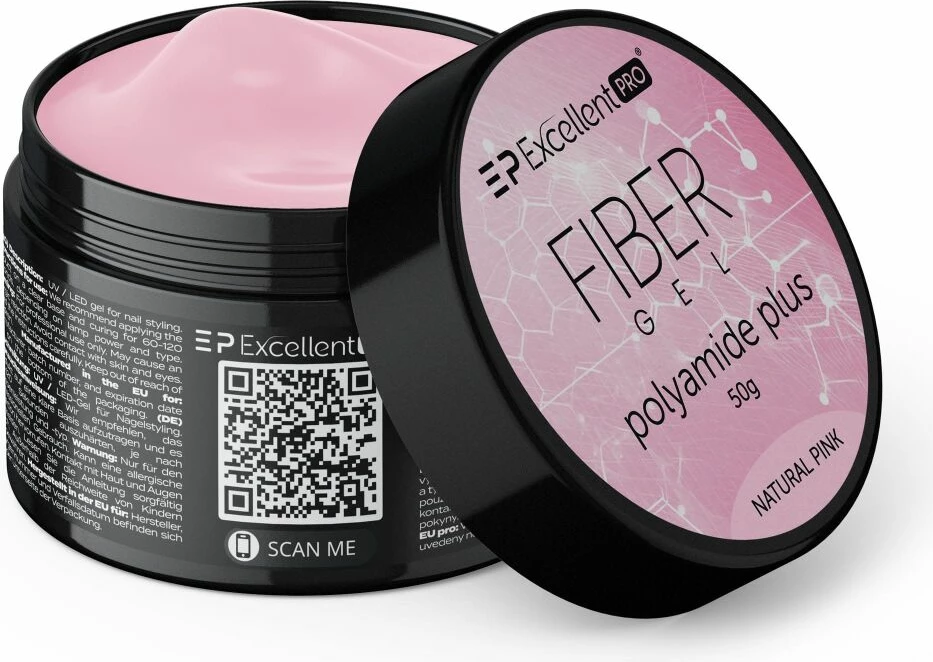Xhel ndërtues për thonj për femra Excellent PRO Fiber Gel Polyamide Plus Natural Pink 50g