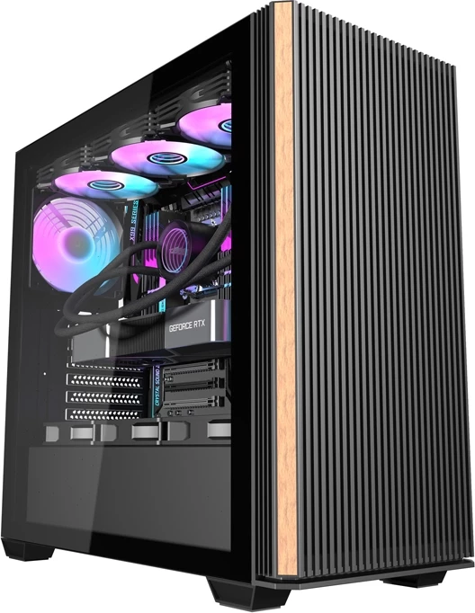 Kasë Darkflash DS900WS me 4 ventilatorë, Midi Tower, xham i temperuar, e zezë