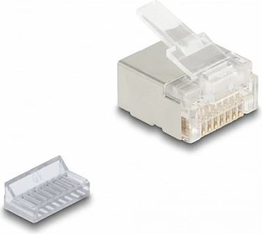 Konektor RJ45 DeLOCK Cat6a për kabllo slim/flat, 100 copë, i bardhë