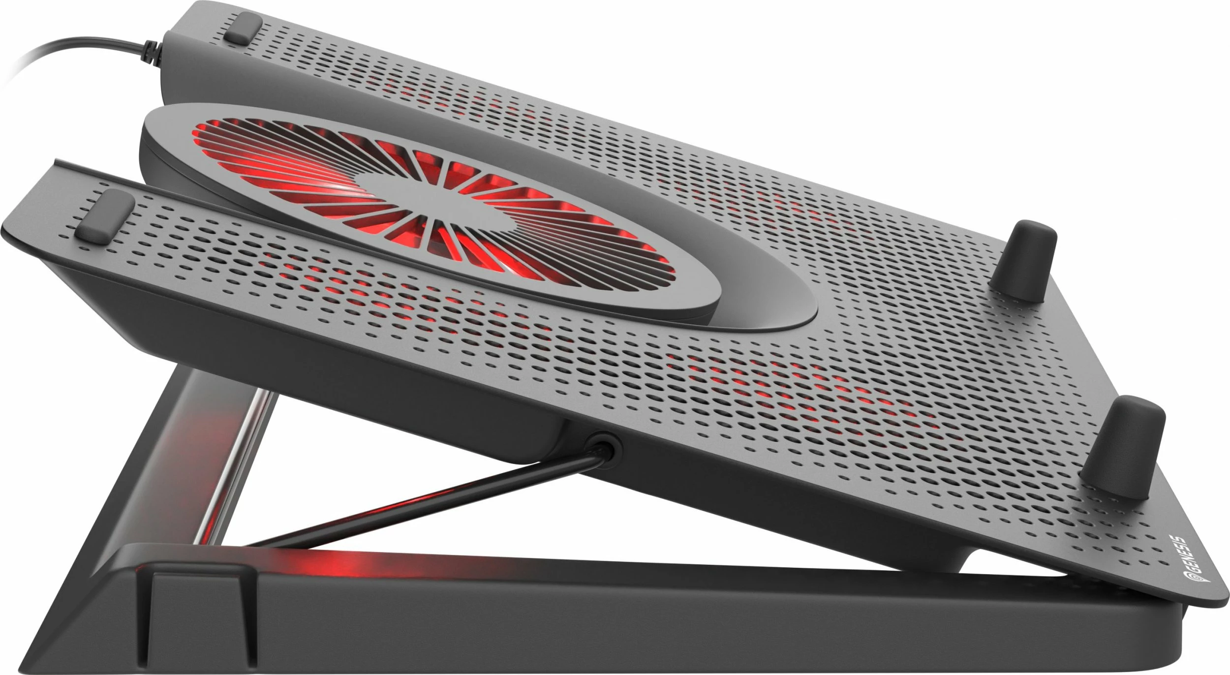 Mbajtëse ftohëse për laptop Genesis Oxide 550 NHG-1411, deri 17.3\", 5 ventilatorë, LED, USB 2.0 hub, e zezë