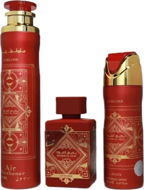 Set Eau de Parfum + deodorant + air freshener Lattafa Bade'e Al Oud Sublime unisex 100ml+200ml+300ml