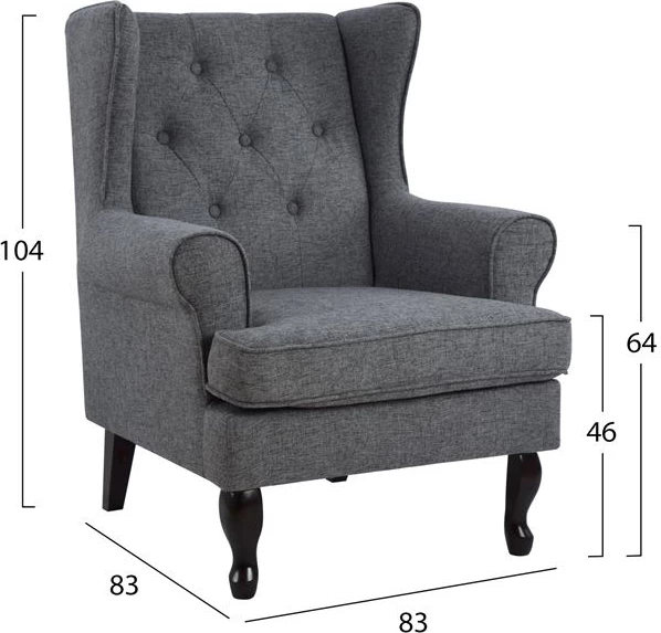 Karrige Brandon FH3073.10, pëlhurë gri, 83x83x104 cm