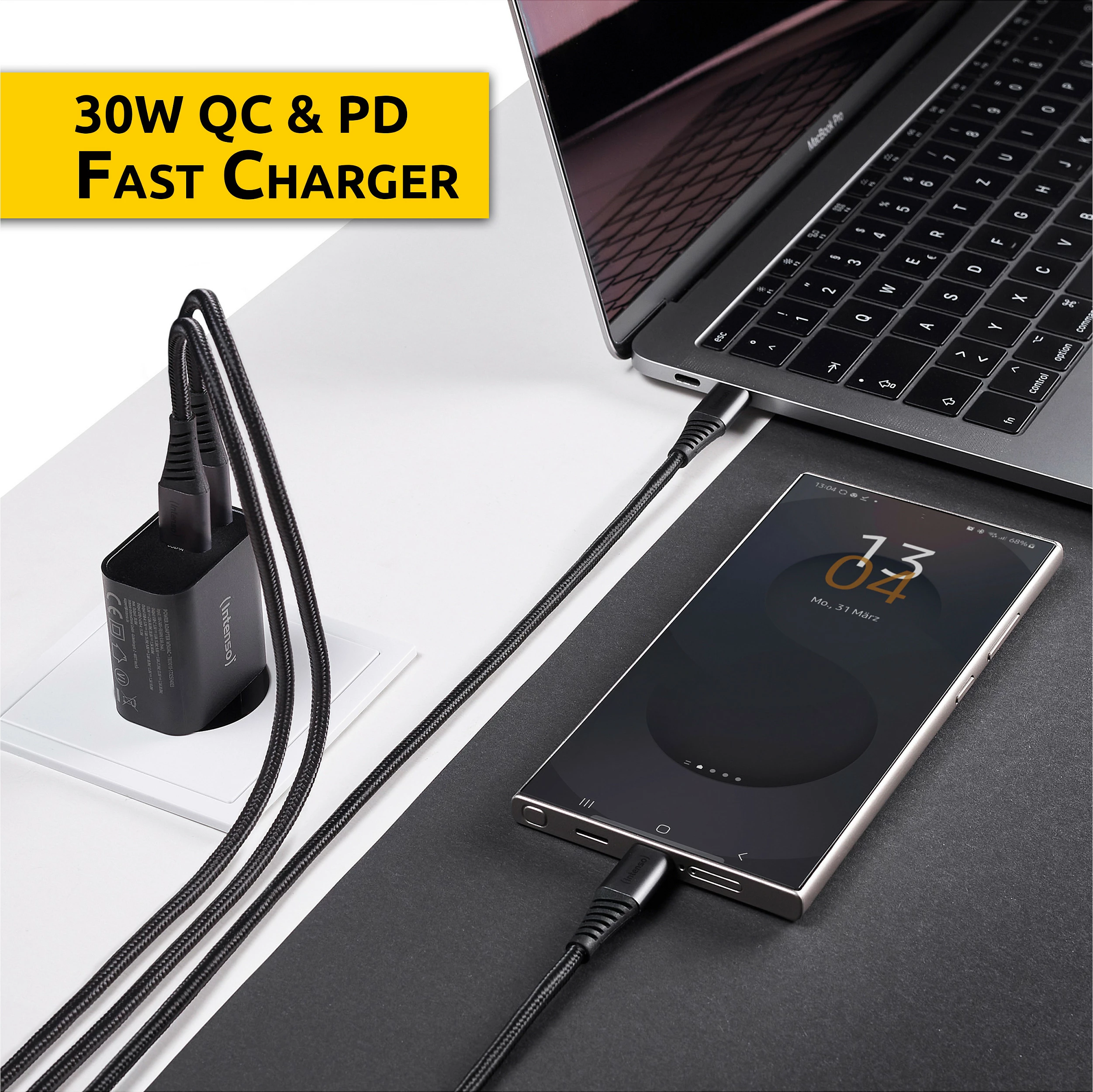 Adapter rryme Intenso W30AC, 30W, USB-C + USB-A, i zi