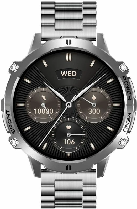 Smartwatch Gravity GT42-4 për meshkuj, rrip grafit + byzylyk