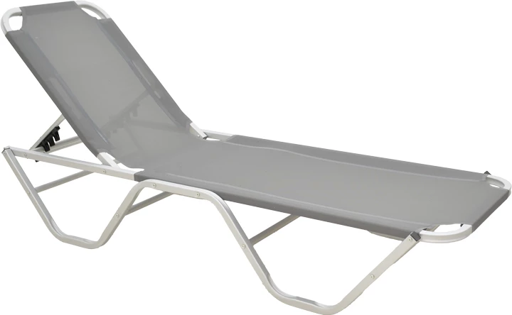 Shezlong alumini i grisë, i grumbullueshëm, Dessie, 59.5x193x29.5cm