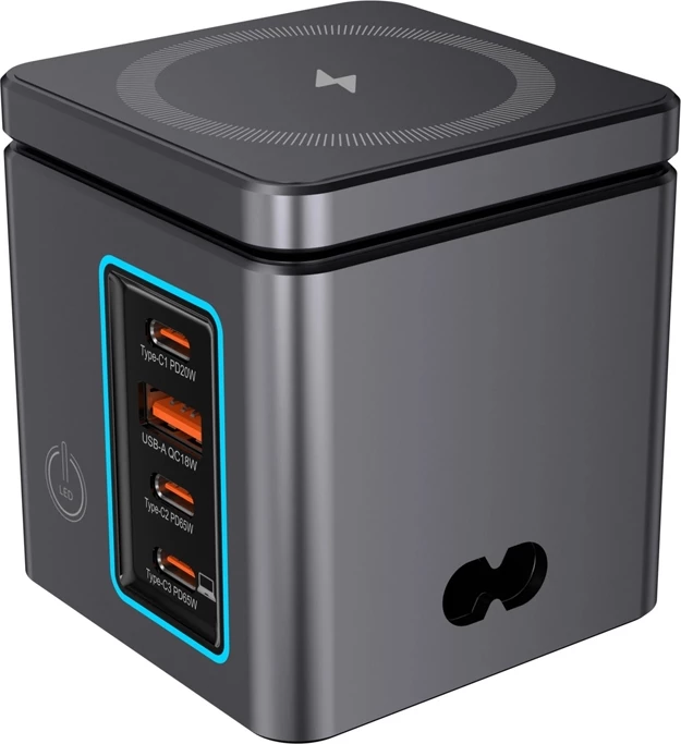 Karikues rrjeti GaN BlitzWolf BW-i113 Max, 105W, 3x USB-C + USB-A, karikim wireless 15W/5W