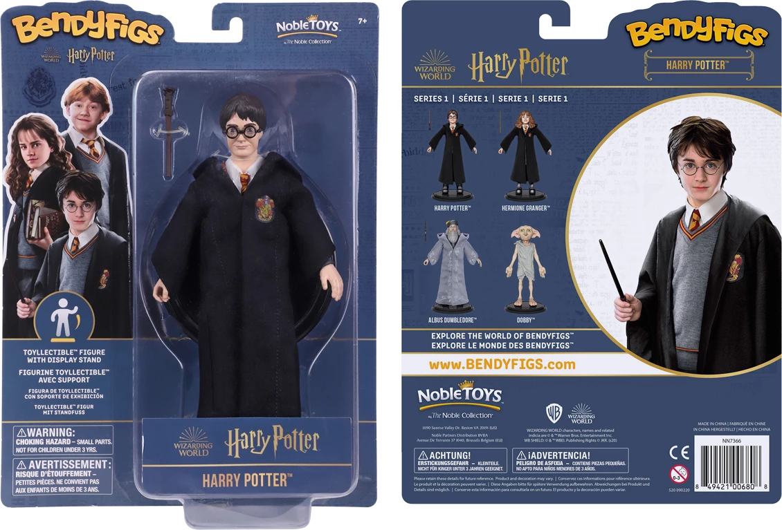 Figurinë e artikuluar Noble Collection Bendyfigs Harry Potter 19 cm me bazë