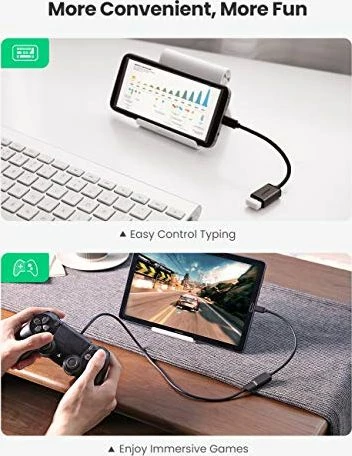 Adapter USB OTG Ugreen 10396, MicroUSB në USB-A (USB 2.0) 12 cm, i zi