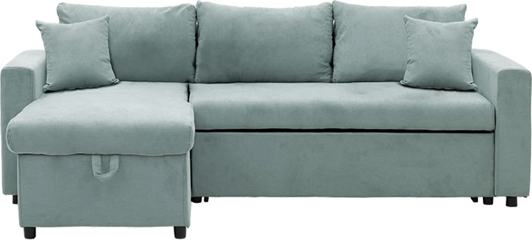 Divan qoshe, shtrat, i kthyeshëm, ngjyrë jeshile mente, 225x148x81 cm