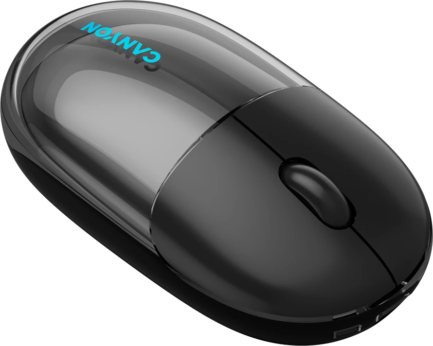 Maus CANYON OnClick 24, Wireless/Bluetooth, 1200 DPI, RGB, 4 butona, transparent/zi