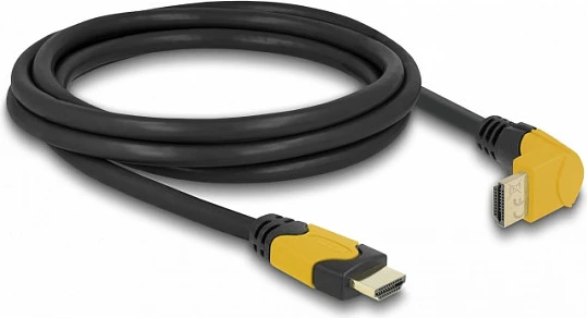 Kabllo HDMI DeLOCK High Speed 2 m, 48 Gbps, 8K@60Hz, konektor 90° lart, e zezë/verdhë