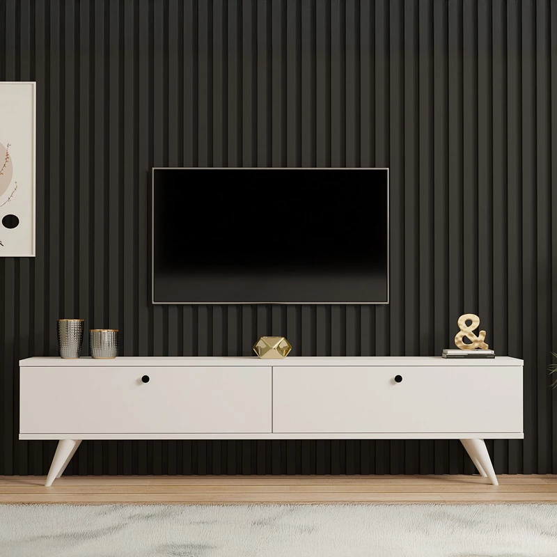 Kabinet TV Jate, ngjyrë e bardhë, 160x25x40cm