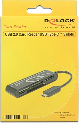 Lexues kartelash DeLOCK 91739, USB-C, USB 2.0, SD/microSD/CF, 480 Mbit/s, 2 TB, i zi