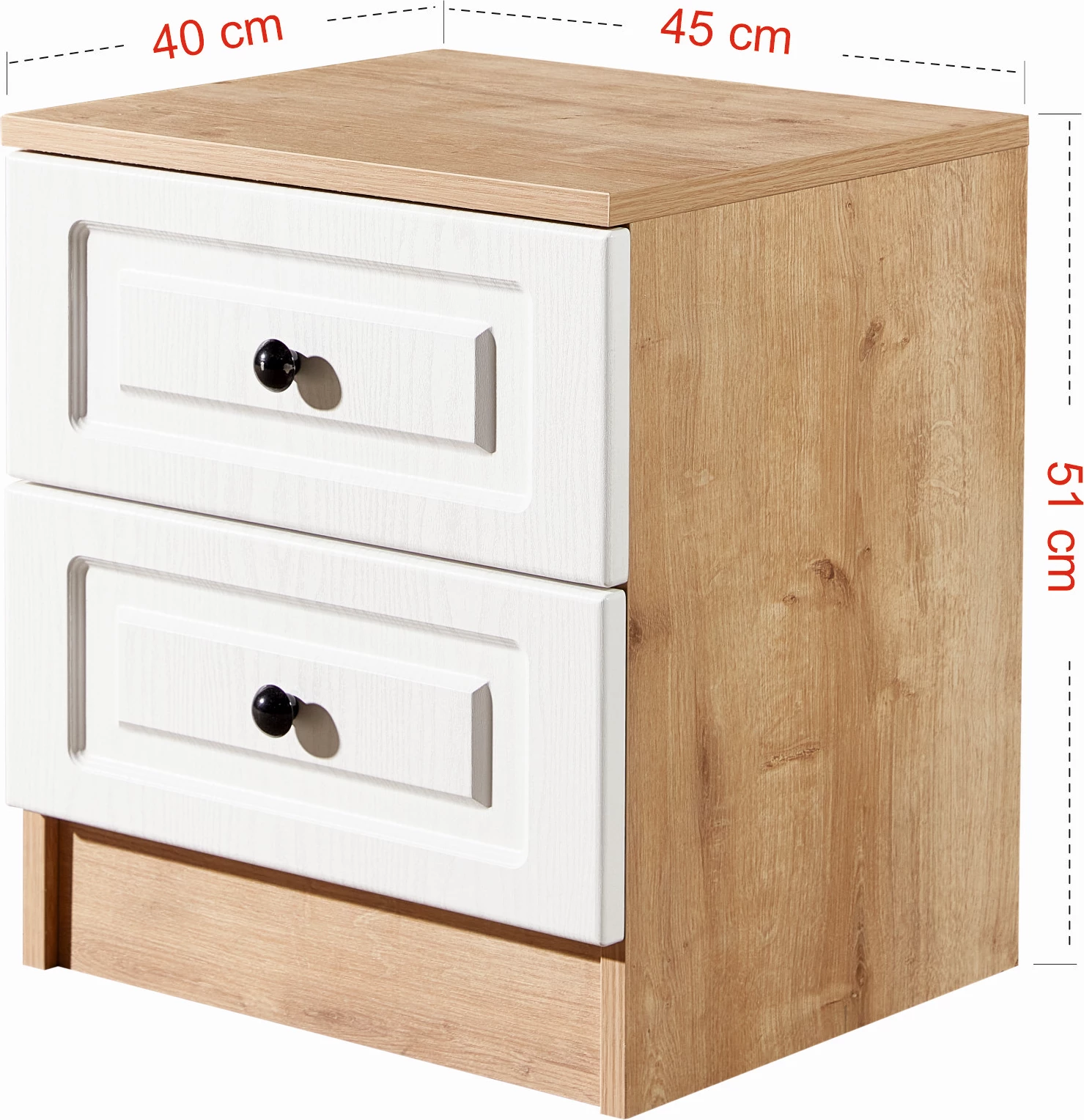 Komodinë nate Skye Decor, Tuvalle 033, ngjyrë lis safir dhe e bardhë