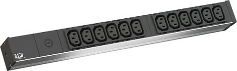 PDU raku Bachmann IT PDU ALU, 19" 1U, 12x C13, hyrje C14, 2 m, e zezë