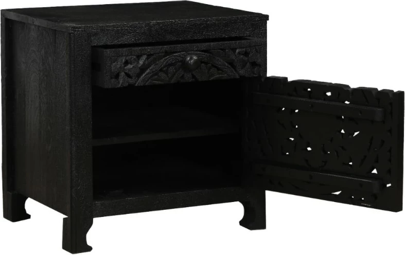 Komodinë Volcano, një derë, një sirtar, ngjyrë e zezë, 50x40x50cm