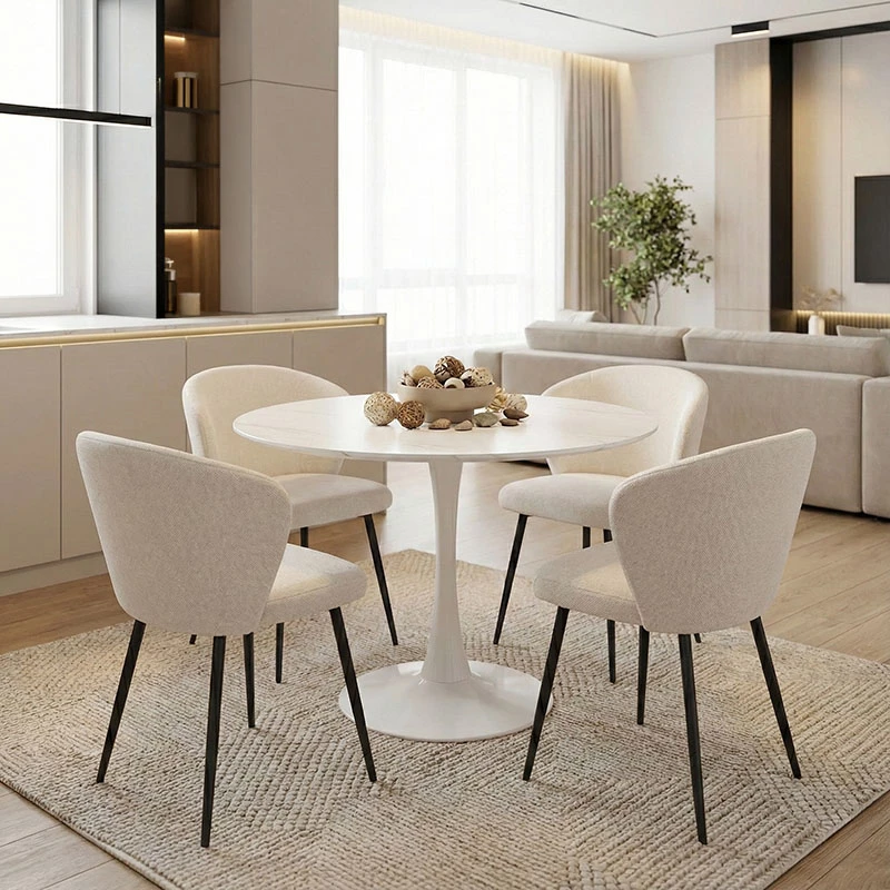 Tavolinë Balou, MDF, ngjyrë e bardhë, pamje mermeri, 100x76cm