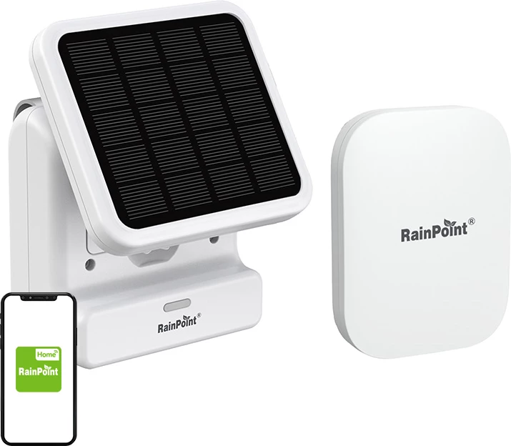 Komplet i mençur për ujitje me pompë uji solare RainPoint HTP115FR+HWG023WBRF, me gateway dhe aplikacion, Bardhë
