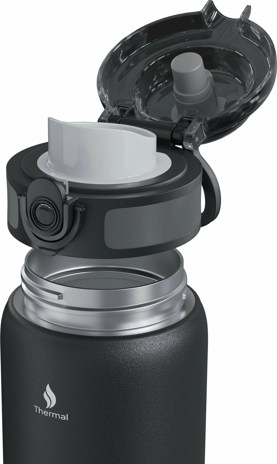 Shishe termike Zipro 700 ml, çelik inox 18/8, kapak me grykë e bllokim, e zezë