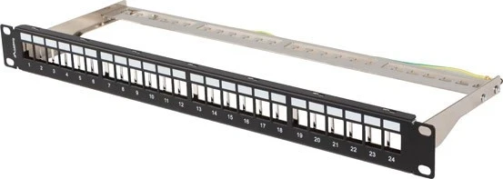 Paneli i Patchit Lanberg PPKS-0924-B, 19' 1U, FTP i ekranuar për modulat keystone, 24 porta, ngjyrë e zezë