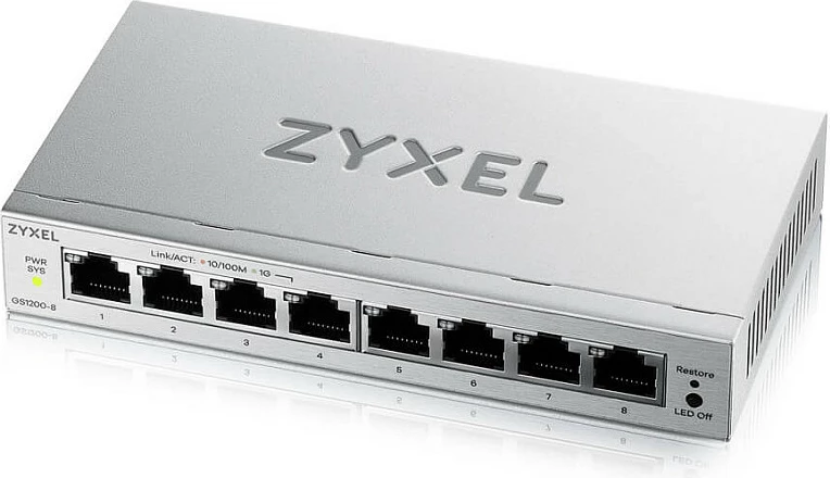 Switch Zyxel GS1200-8V3, 8x Gigabit, Managed L2, Desktop, fanless, argjend