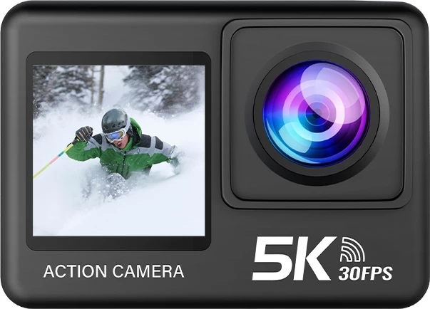 Kamerë aksioni Moye Venture 5K Duo V2, 50MP, dy ekranë, Wi‑Fi, microSD deri 128GB
