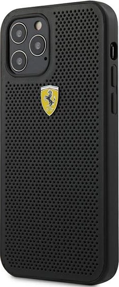 Mbështjellës Ferrari FESPEHCP12LBK për iPhone 12 Pro Max 6.7", i fortë, On Track Perforated, i zi